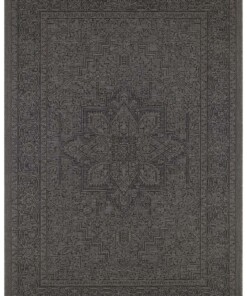 Binnen & buiten vloerkleed vintage Anjara - zwart/grijs - overzicht boven, thumbnail