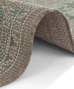 Binnen & buiten vloerkleed vintage Anjara - groen/taupe - close up, thumbnail