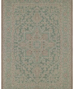 Binnen & buiten vloerkleed vintage Anjara - groen/taupe - overzicht boven, thumbnail