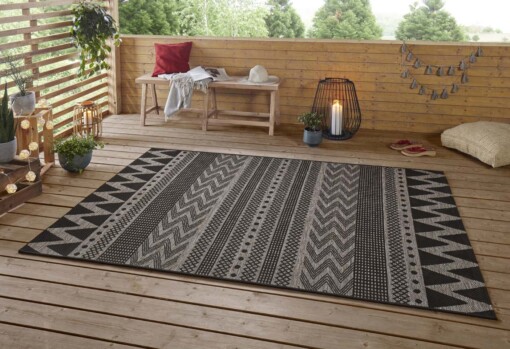 Buitenkleed Sidon - antraciet/beige - sfeer
