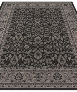 Binnen & buiten vloerkleed Konya - Zwart/beige - overzicht schuin, thumbnail