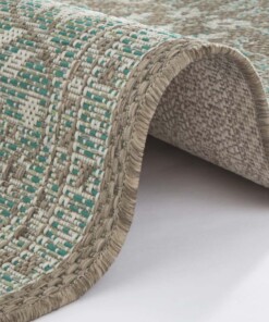 Binnen & buiten vloerkleed Konya - groen/taupe - close up, thumbnail Binnen & buiten vloerkleed Konya - groen/taupe - close up, thumbnail