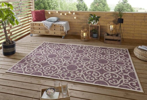 Binnen & buiten vloerkleed Nebo - paars/taupe - sfeer
