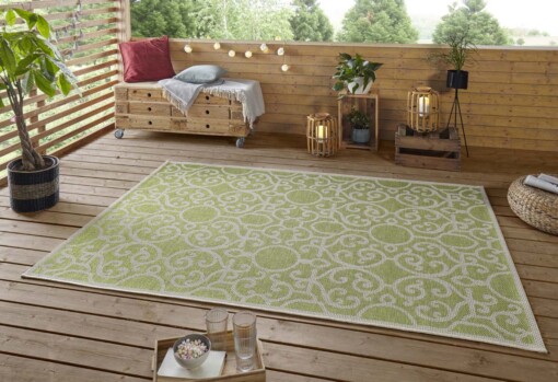 Binnen & buiten vloerkleed Nebo - groen/taupe - sfeer