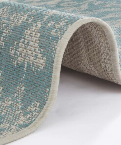 Binnen & buiten vloerkleed Hatta - turquoise/taupe - close up