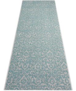 Binnen & buiten vloerkleed Hatta - turquoise/taupe - overzicht schuin, thumbnail