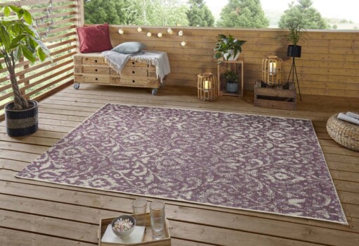 Binnen & buiten vloerkleed Hatta - paars/taupe - sfeer