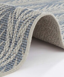 Binnen & buiten vloerkleed Pella - taupe/azuur - close up, thumbnail