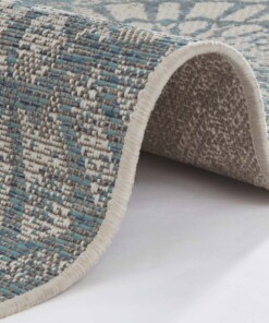 Binnen & buiten vloerkleed Arnon - turquoise/taupe - close up, thumbnail