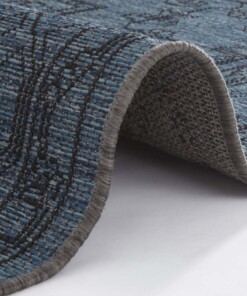 Binnen & buiten vloerkleed vintage Tyros - azuur/antraciet - close up, thumbnail