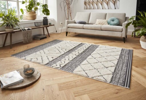Vloerkleed 3D effect Todra - zwart/crème - sfeer