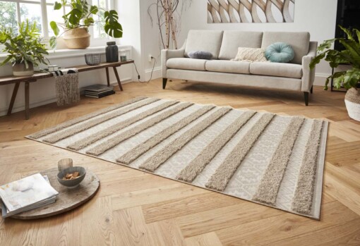 Vloerkleed 3D effect Temara - beige/grijs - sfeer