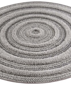 Rond vloerkleed 3D effect Nador - antraciet/grijs - overzicht schuin, thumbnail