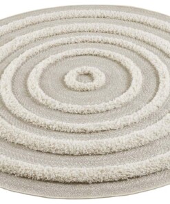 Rond vloerkleed 3D effect Nador - beige/crème - overzicht schuin, thumbnail Rond vloerkleed 3D effect Nador - beige/crème - overzicht schuin, thumbnail