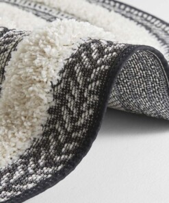 Rond vloerkleed 3D effect Nador - grijs/crème - close up, thumbnail