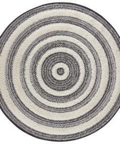 Rond vloerkleed 3D effect Nador - grijs/crème - overzicht boven, thumbnail