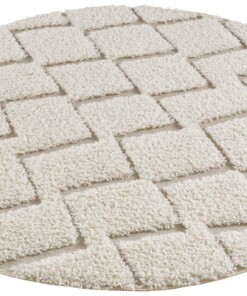 Rond vloerkleed 3D effect Dades - crème/beige - overzicht schuin, thumbnail