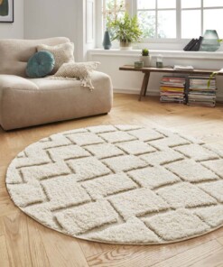 Rond vloerkleed 3D effect Dades - crème/beige - sfeer