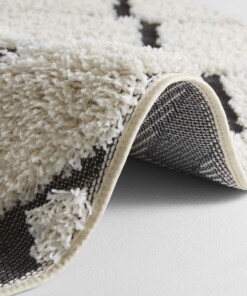 Rond vloerkleed 3D effect Dades - crème/zwart - close up, thumbnail Rond vloerkleed 3D effect Dades - crème/zwart - close up, thumbnail