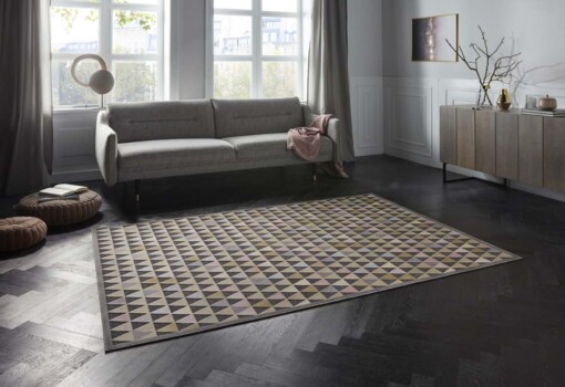 Design vloerkleed 3D Aisne Elle Decoration - donkergrijs/pastel - sfeer