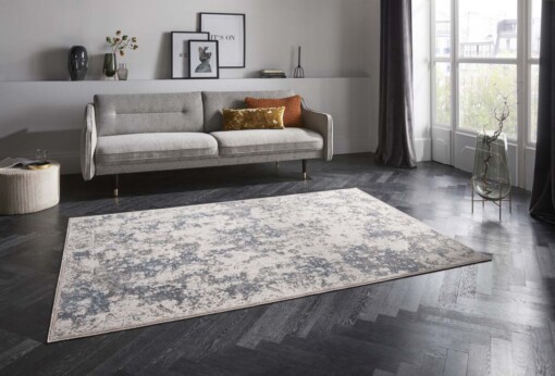Design vloerkleed Corrèze Elle Decoration - zilver/blauw - sfeer