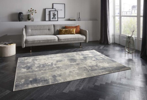 Design vloerkleed Allier Elle Decoration - blauw/grijs - sfeer