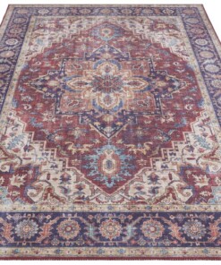 Vintage vloerkleed Anthea - rood/paars - overzicht schuin, thumbnail Vintage vloerkleed Anthea - rood/paars - overzicht schuin, thumbnail