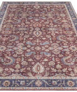 Vintage vloerkleed Vivana - bordeauxrood - overzicht schuin, thumbnail