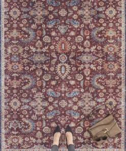 Vintage vloerkleed Vivana - bordeauxrood - overzicht sfeer, thumbnail