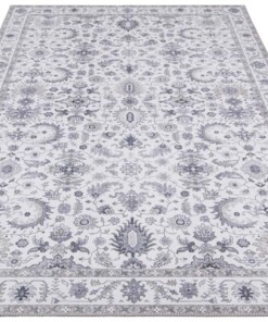 Vintage vloerkleed Vivana - platina grijs - overzicht schuin, thumbnail