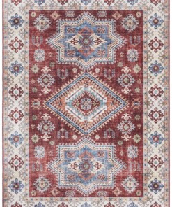 Vintage vloerkleed Gratia - robijn rood - overzicht boven, thumbnail Vintage vloerkleed Gratia - robijn rood - overzicht boven, thumbnail