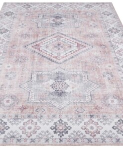 Vintage vloerkleed Gratia - oud roze - overzicht schuin, thumbnail