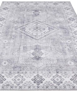 Vintage vloerkleed Gratia - grijs - overzicht schuin, thumbnail