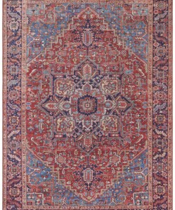 Vintage vloerkleed Amata - rood - overzicht boven, thumbnail