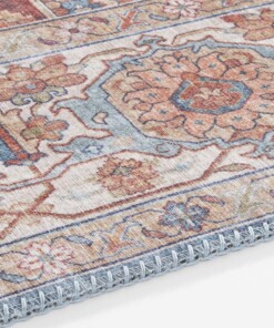 Vintage vloerkleed Sylla - blauw/oranje - close up, thumbnail Vintage vloerkleed Sylla - blauw/oranje - close up, thumbnail