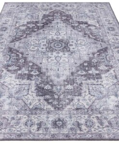 Vintage vloerkleed Sylla - grijs/blauw - overzicht schuin, thumbnail