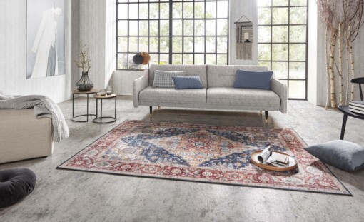 Vintage loper Sylla - blauw/rood - sfeer