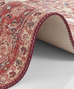 Vintage vloerkleed Leta - rood - close up, thumbnail