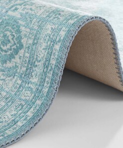 Vintage vloerkleed Carme - turquoise - close up, thumbnail Vintage vloerkleed Carme - turquoise - close up, thumbnail