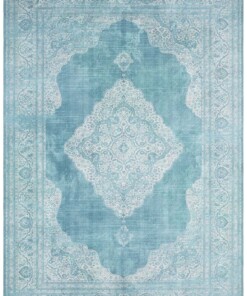 Vintage vloerkleed Carme - turquoise - overzicht boven, thumbnail Vintage vloerkleed Carme - turquoise - overzicht boven, thumbnail