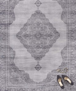 Vintage vloerkleed Carme - grijs - overzicht sfeer, thumbnail