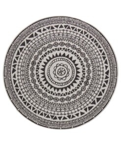 Rond buiten vloerkleed omkeerbaar Coron - zwart/crème - overzicht boven, thumbnail