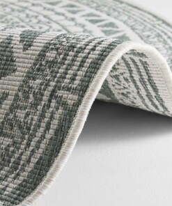 Rond buiten vloerkleed omkeerbaar Coron - groen/crème - close up, thumbnail Rond buiten vloerkleed omkeerbaar Coron - groen/crème - close up, thumbnail