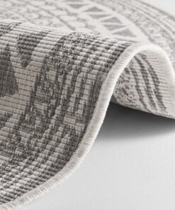 Rond buiten vloerkleed omkeerbaar Coron - grijs/crème - close up, thumbnail