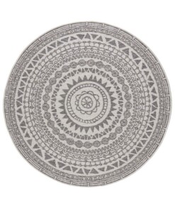 Rond buiten vloerkleed omkeerbaar Coron - grijs/crème - overzicht boven, thumbnail