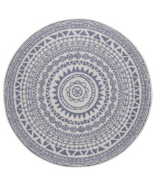 Rond buiten vloerkleed omkeerbaar Coron - blauw/crème - overzicht boven, thumbnail Rond buiten vloerkleed omkeerbaar Coron - blauw/crème - overzicht boven, thumbnail