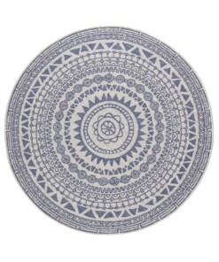 Rond buiten vloerkleed omkeerbaar Coron - blauw/crème - overzicht boven, thumbnail Rond buiten vloerkleed omkeerbaar Coron - blauw/crème - overzicht boven, thumbnail