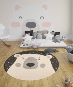 Kinderkamer vloerkleed Icebear Emmet - zwart/crème - sfeer, thumbnail