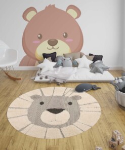 Kinderkamer vloerkleed Lion Lucky - grijs/crème - sfeer