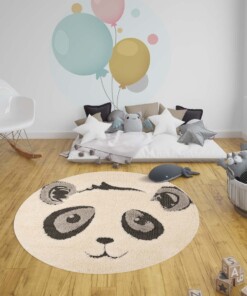 Kinderkamer vloerkleed Panda Pierre - crème/zwart - sfeer, thumbnail